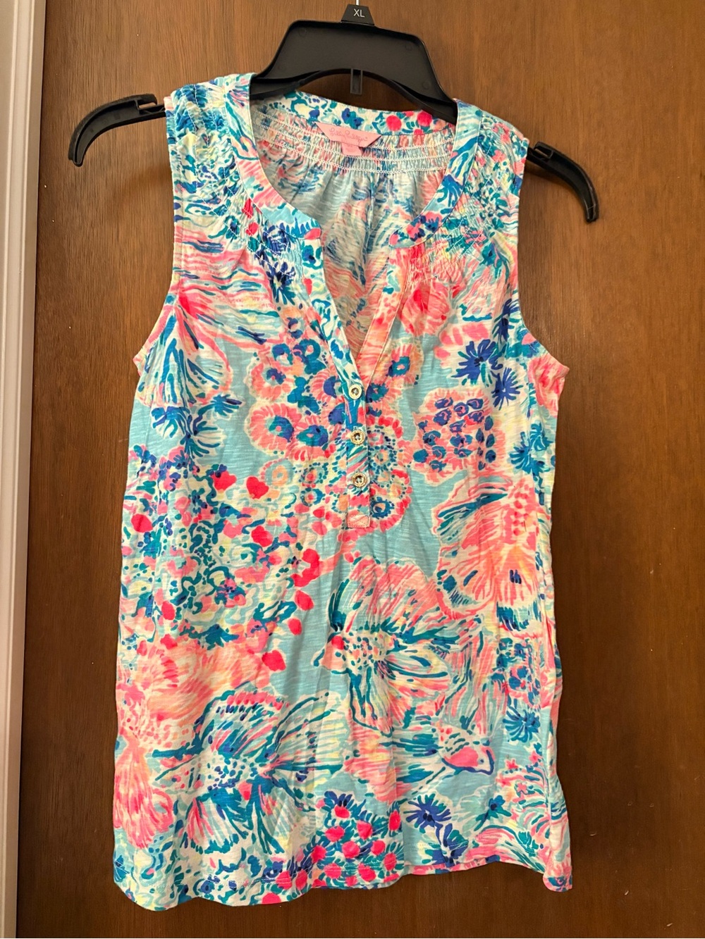 Lilly Pulitzer Floral V-Neck Tank Top - Pink & Blue